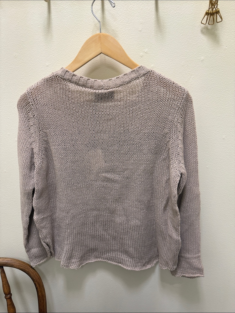 Wooden Ships 'Coffee 'til Cocktails' Knit Sweater in Taupe with Grey Text - Picture 2 of 5